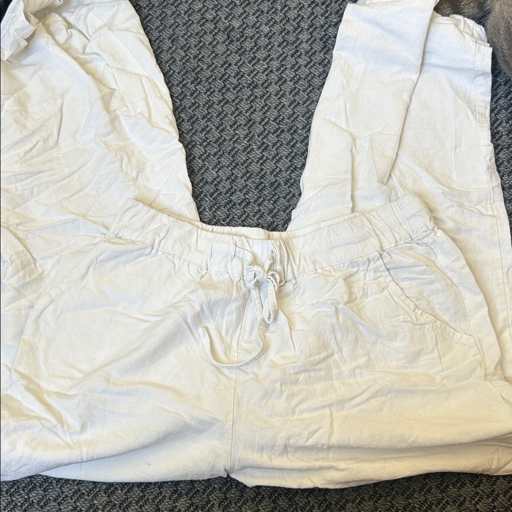 Women's White Drawstring Pants